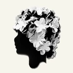 Virágmintás latex úszósapka Fekete-fehér