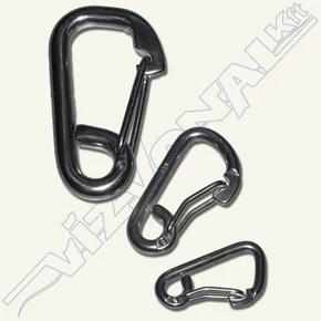 Hajlított karabiner, torziós rugóval 6 mm