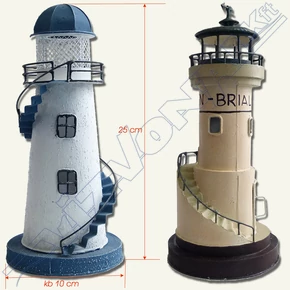 Világítótorony (25cm-fém) Kék-fehér